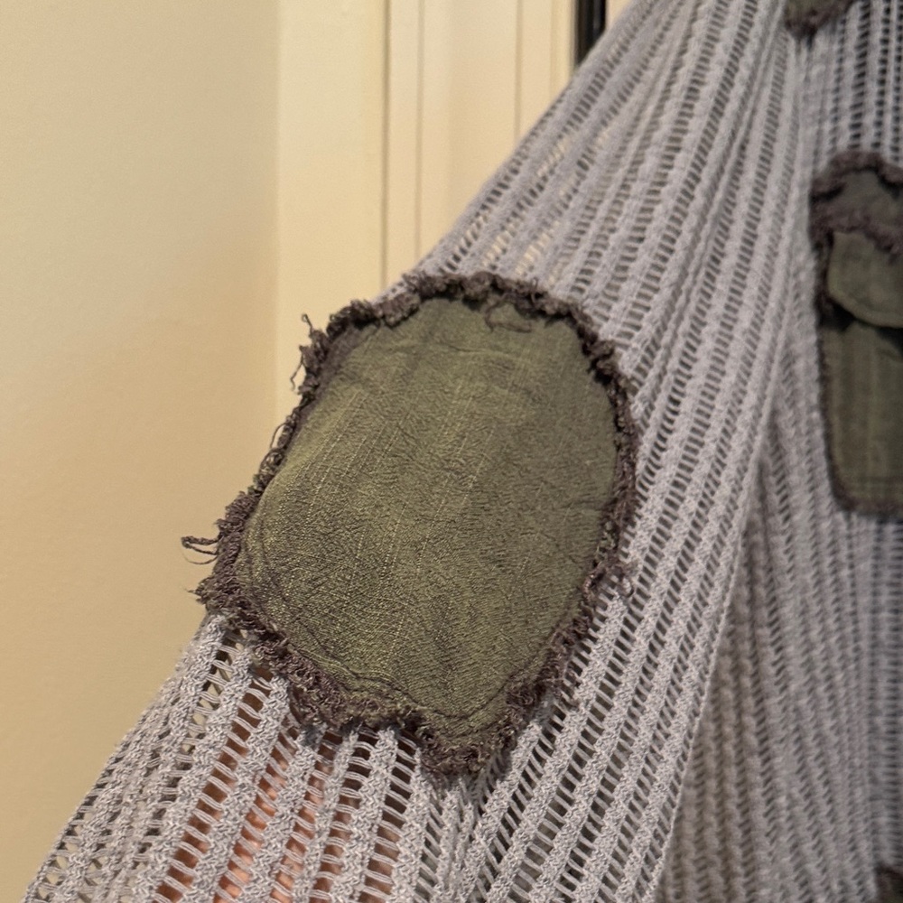POL women’s Two-Tone crochet like Hooded Utility Jacket in Gray and Olive NWOT - Picture 7 of 16